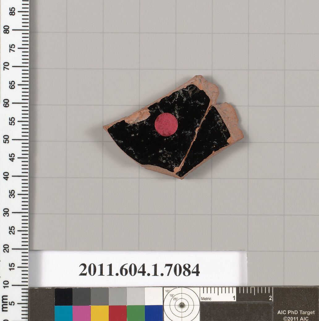 Terracotta fragment of a kylix (drinking cup), Terracotta, Greek, Attic