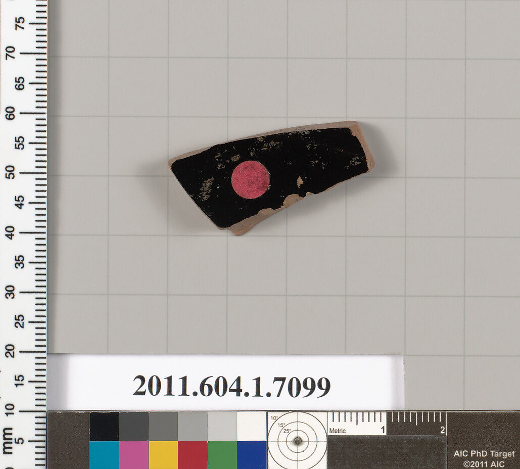 Terracotta fragment of a kylix (drinking cup), Terracotta, Greek, Attic
