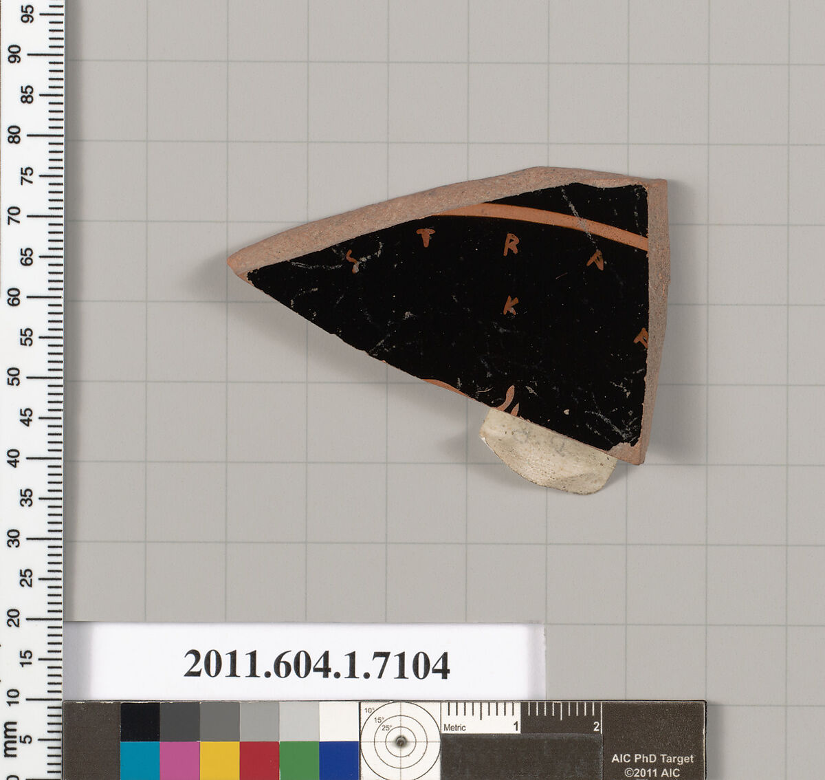 Terracotta fragment of a kylix (drinking cup), Terracotta, Greek, Attic