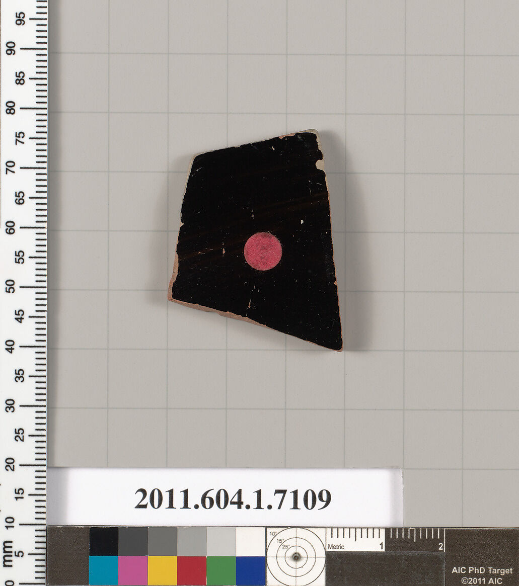Terracotta fragment of a kylix (drinking cup), Terracotta, Greek, Attic