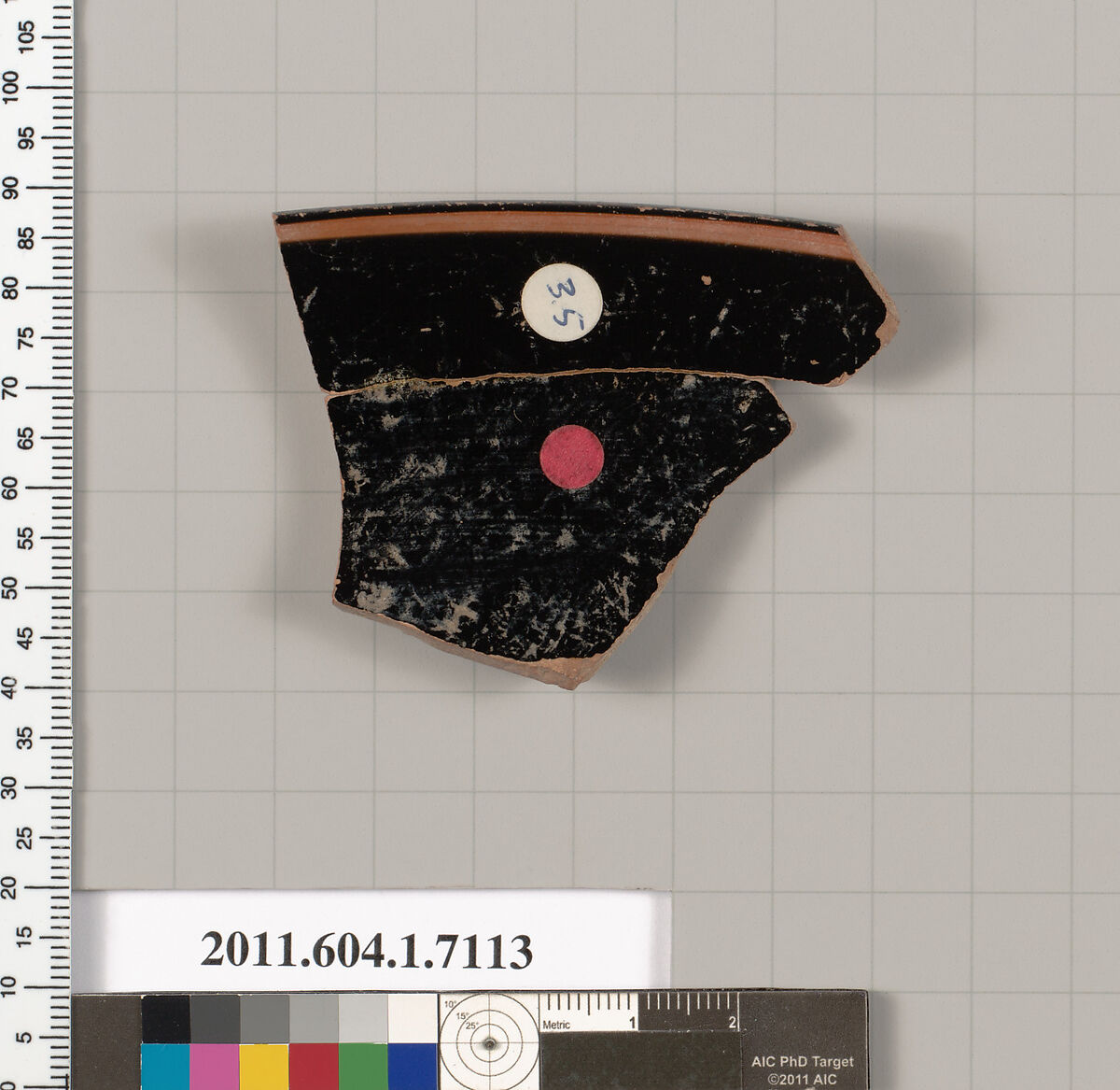 Terracotta rim fragment of a kylix (drinking cup), Terracotta, Greek, Attic