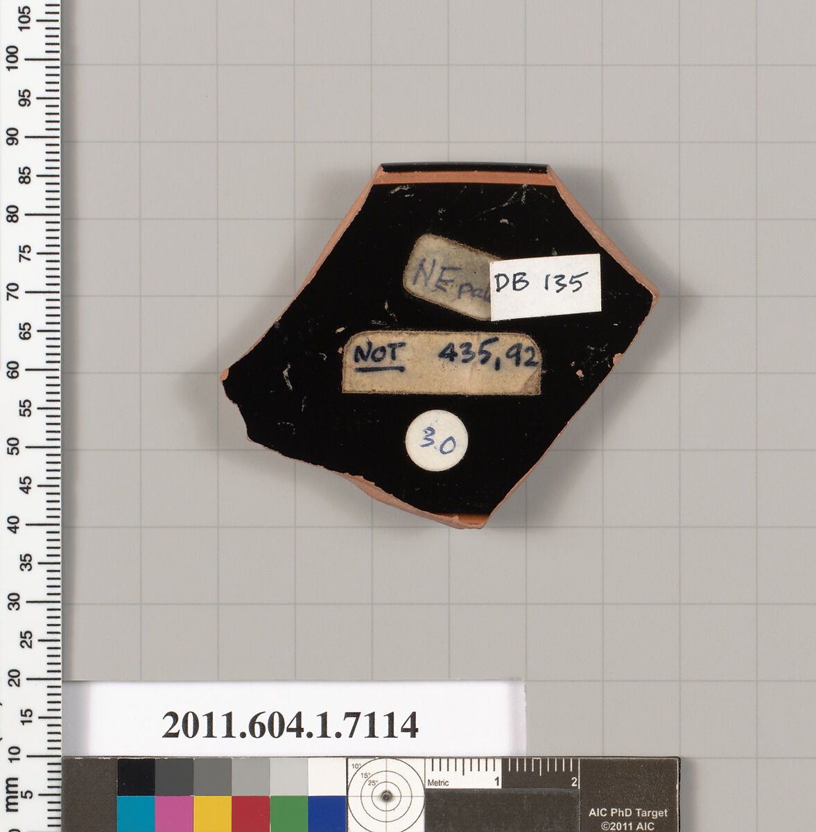 Terracotta rim fragment of a kylix (drinking cup), Terracotta, Greek, Attic