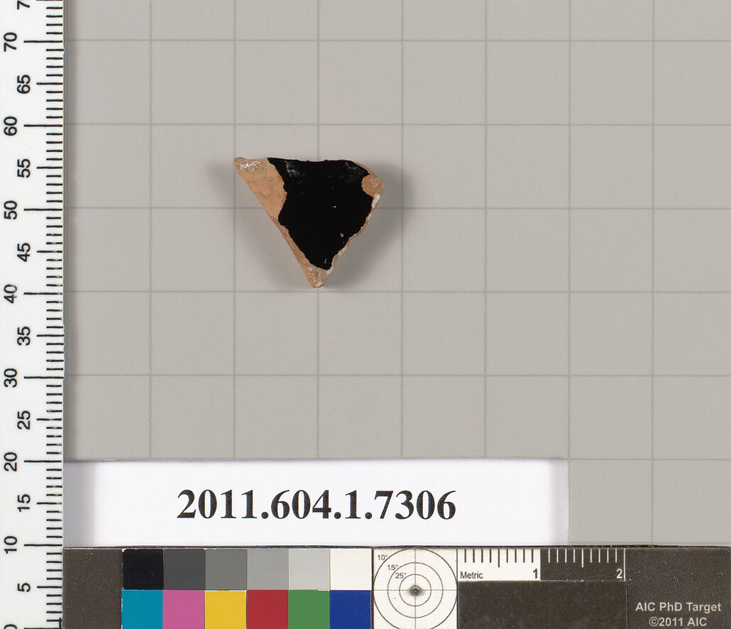Terracotta fragment of a kylix (drinking cup), Terracotta, Greek, Attic