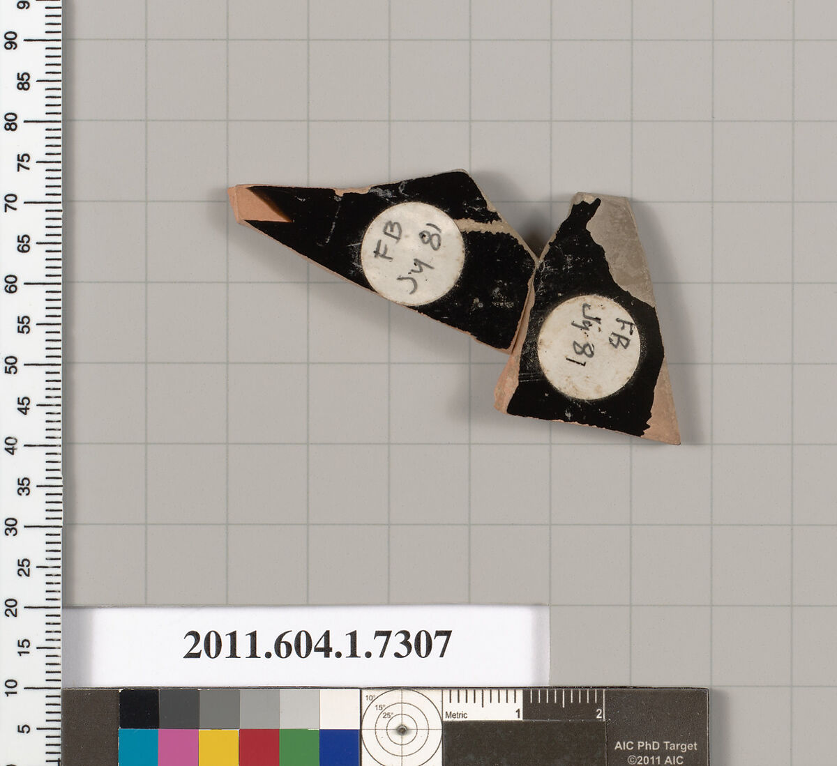 Terracotta fragment of a kylix (drinking cup), Terracotta, Greek, Attic
