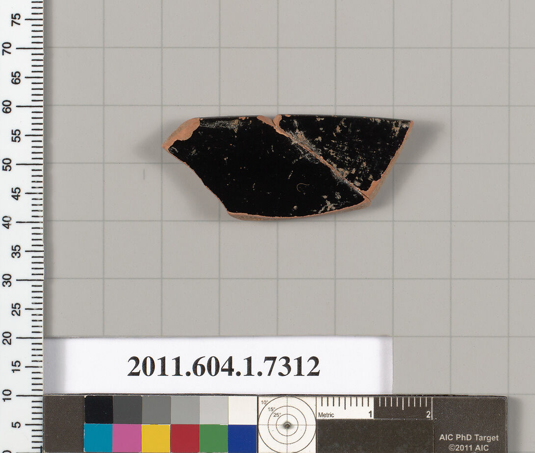 Terracotta rim fragment of a kylix (drinking cup), Terracotta, Greek, Attic