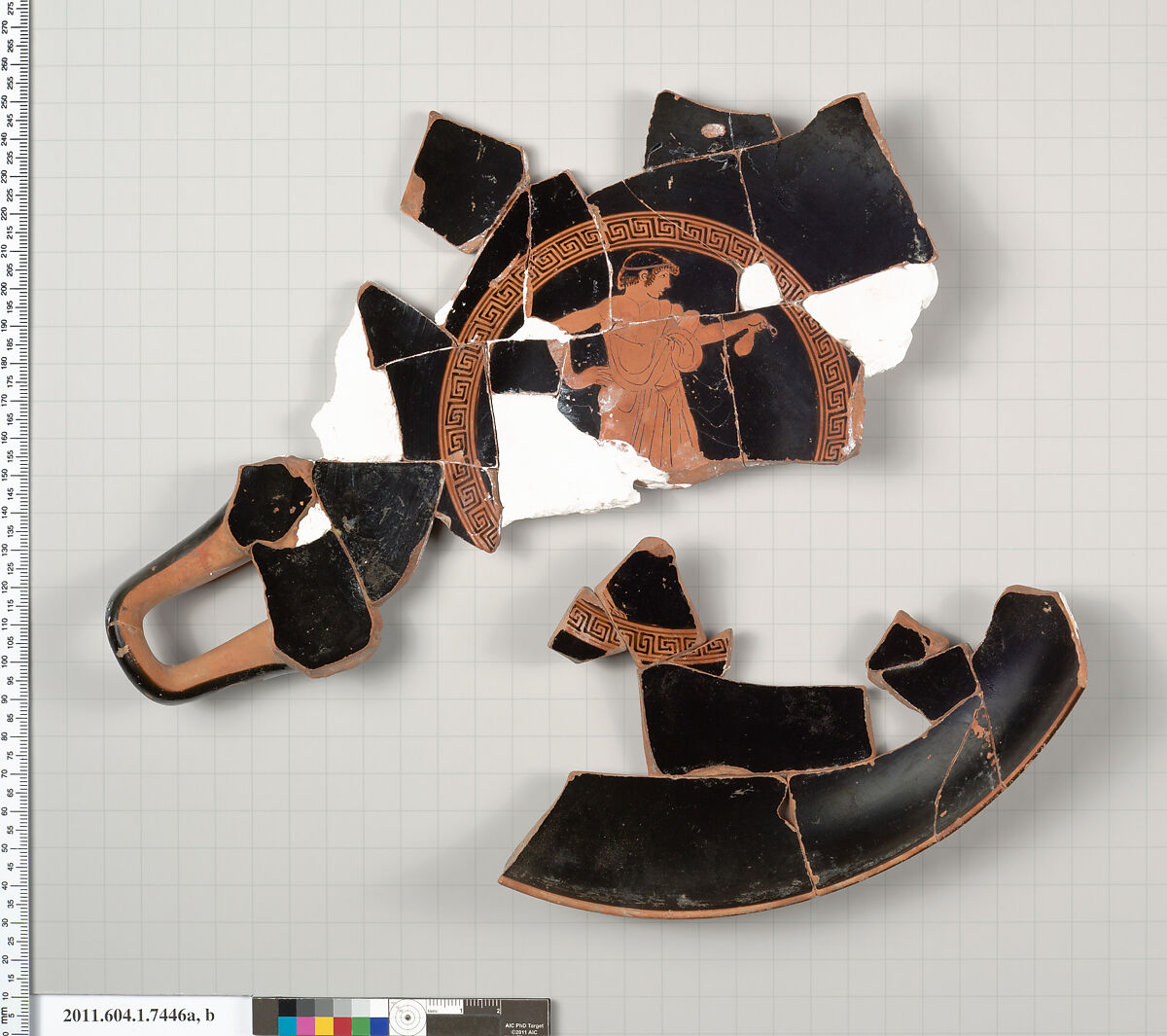 Terracotta fragments of a kylix (drinking cup), Terracotta, Greek, Attic 