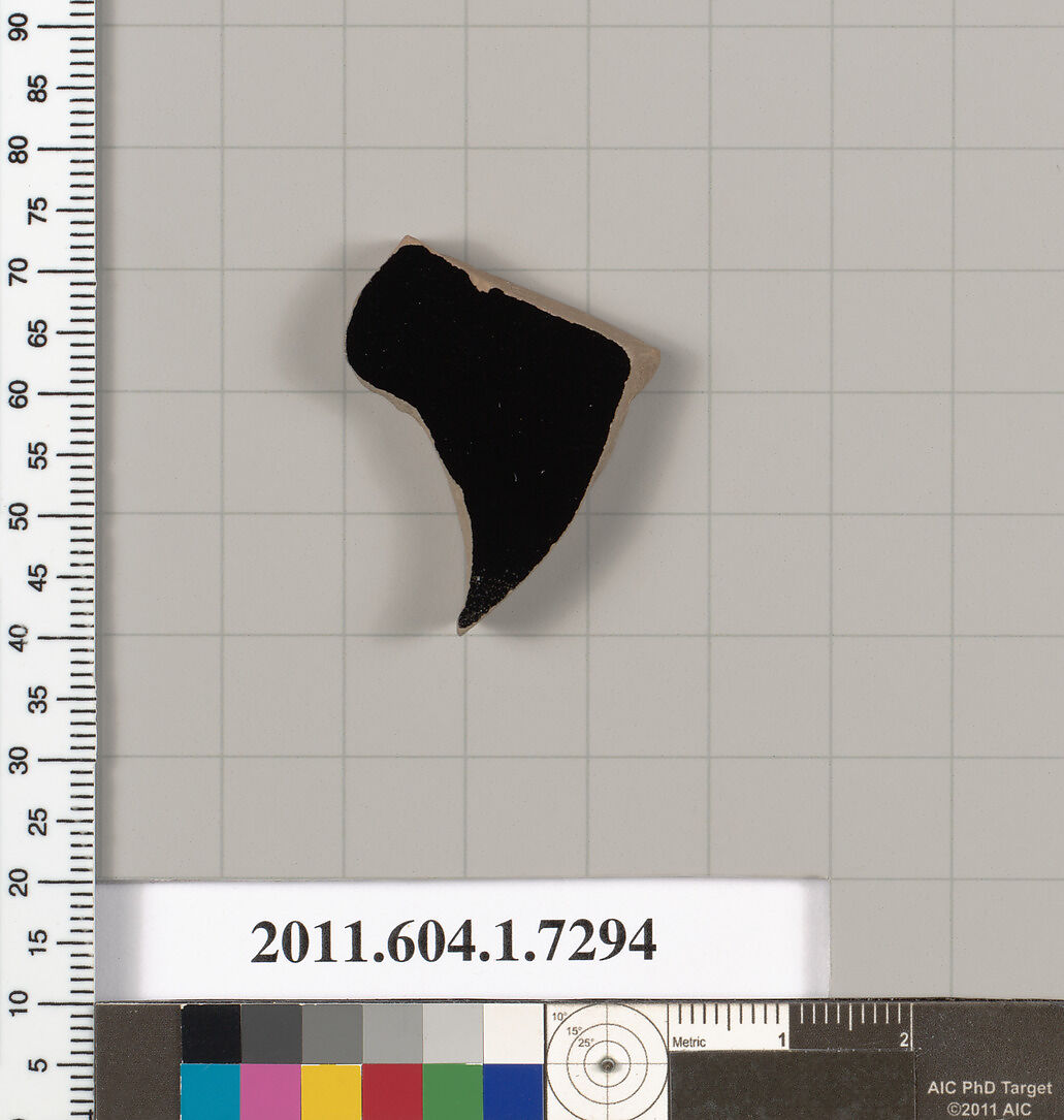 Terracotta fragment of a kylix (drinking cup), Terracotta, Greek, Attic