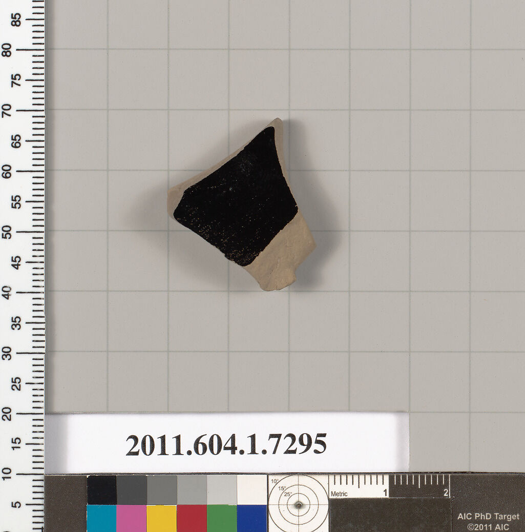 Terracotta fragment of a kylix (drinking cup), Terracotta, Greek, Attic