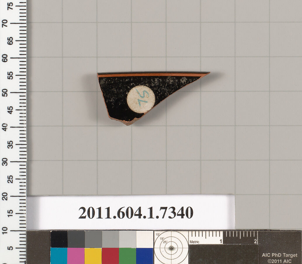 Terracotta rim fragment of a kylix (drinking cup), Terracotta, Greek, Attic