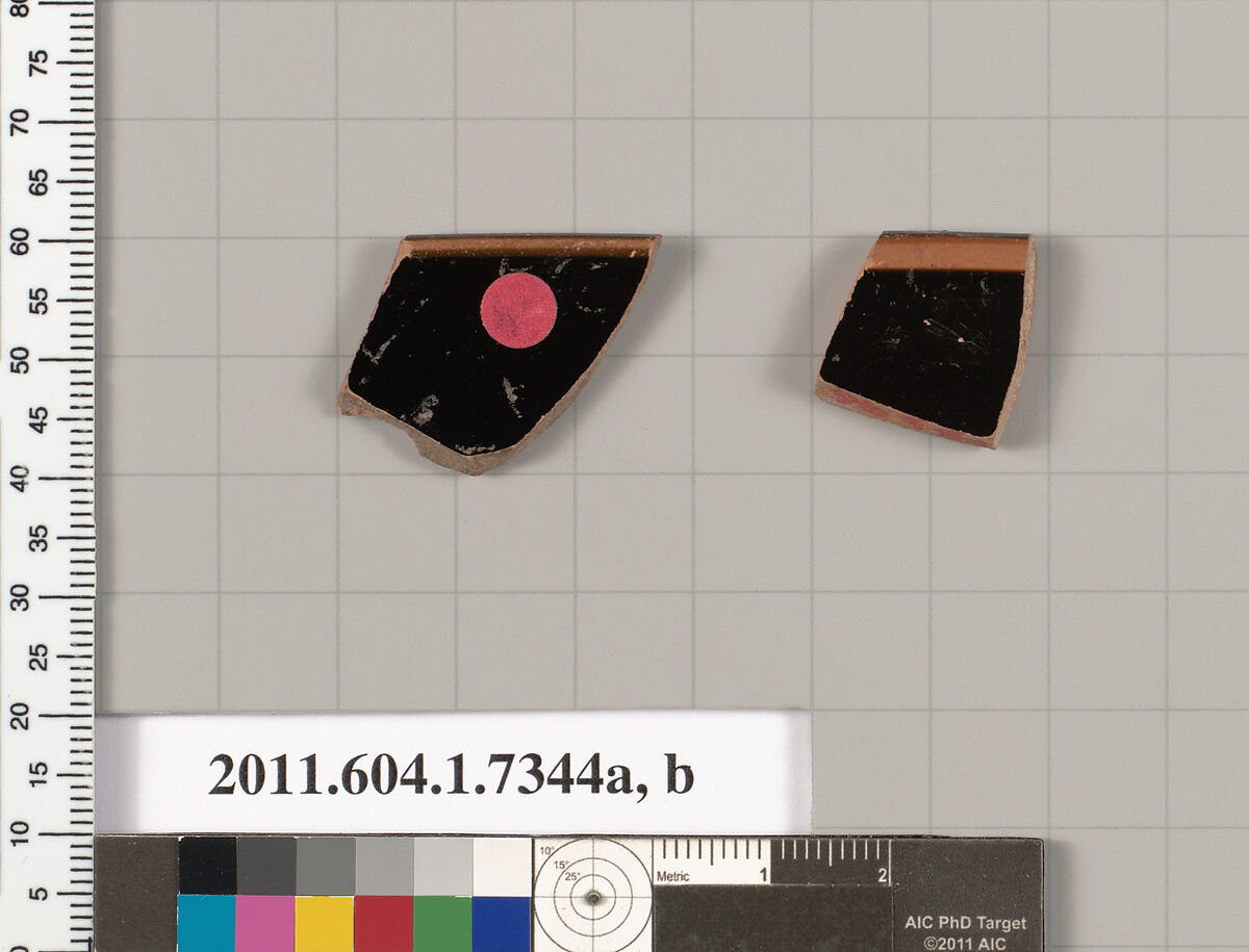 Terracotta rim fragments of kylikes (drinking cups), Terracotta, Greek, Attic