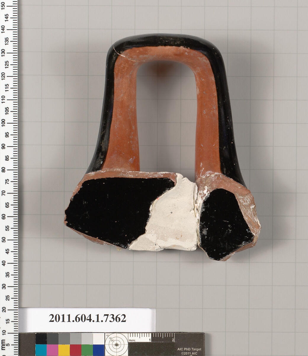 Terracotta fragment of a kylix (drinking cup), Terracotta, Greek, Attic