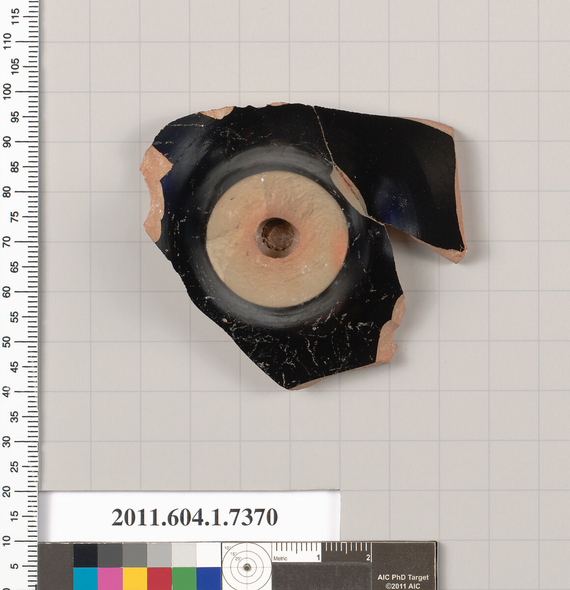 Terracotta fragment of a kylix (drinking cup), Terracotta, Greek, Attic