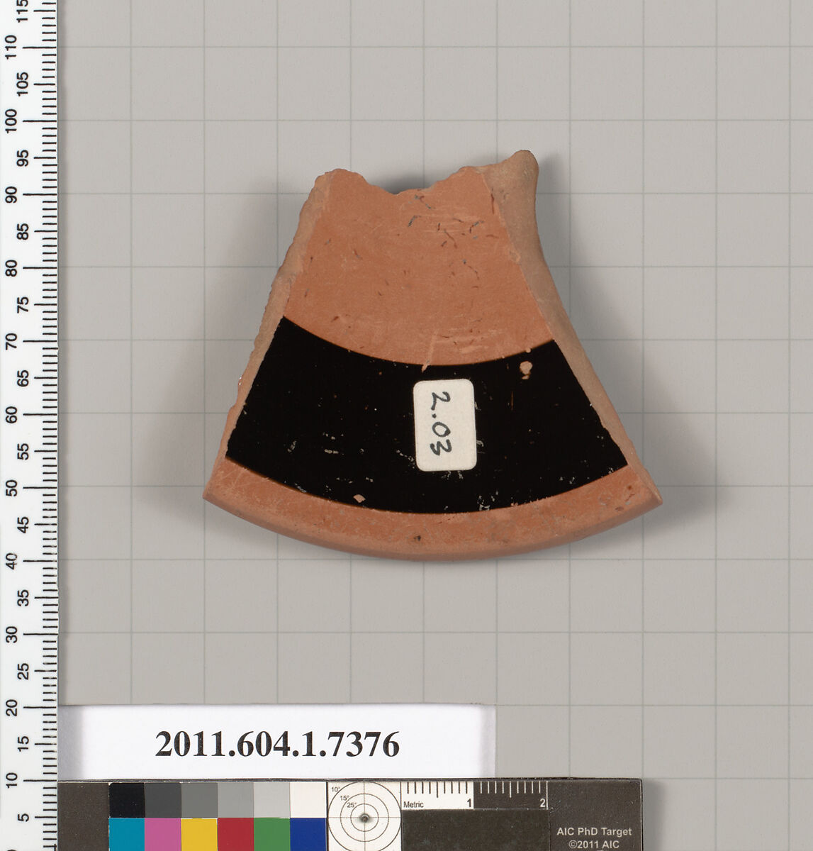 Terracotta fragment of a kylix (drinking cup), Terracotta, Greek, Attic