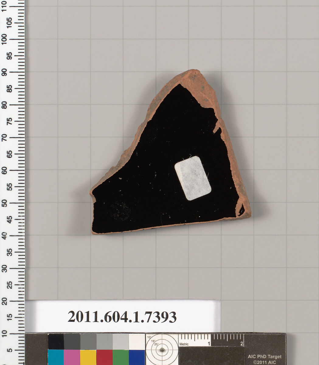 Terracotta fragment of a kylix (drinking cup), Terracotta, Greek, Attic