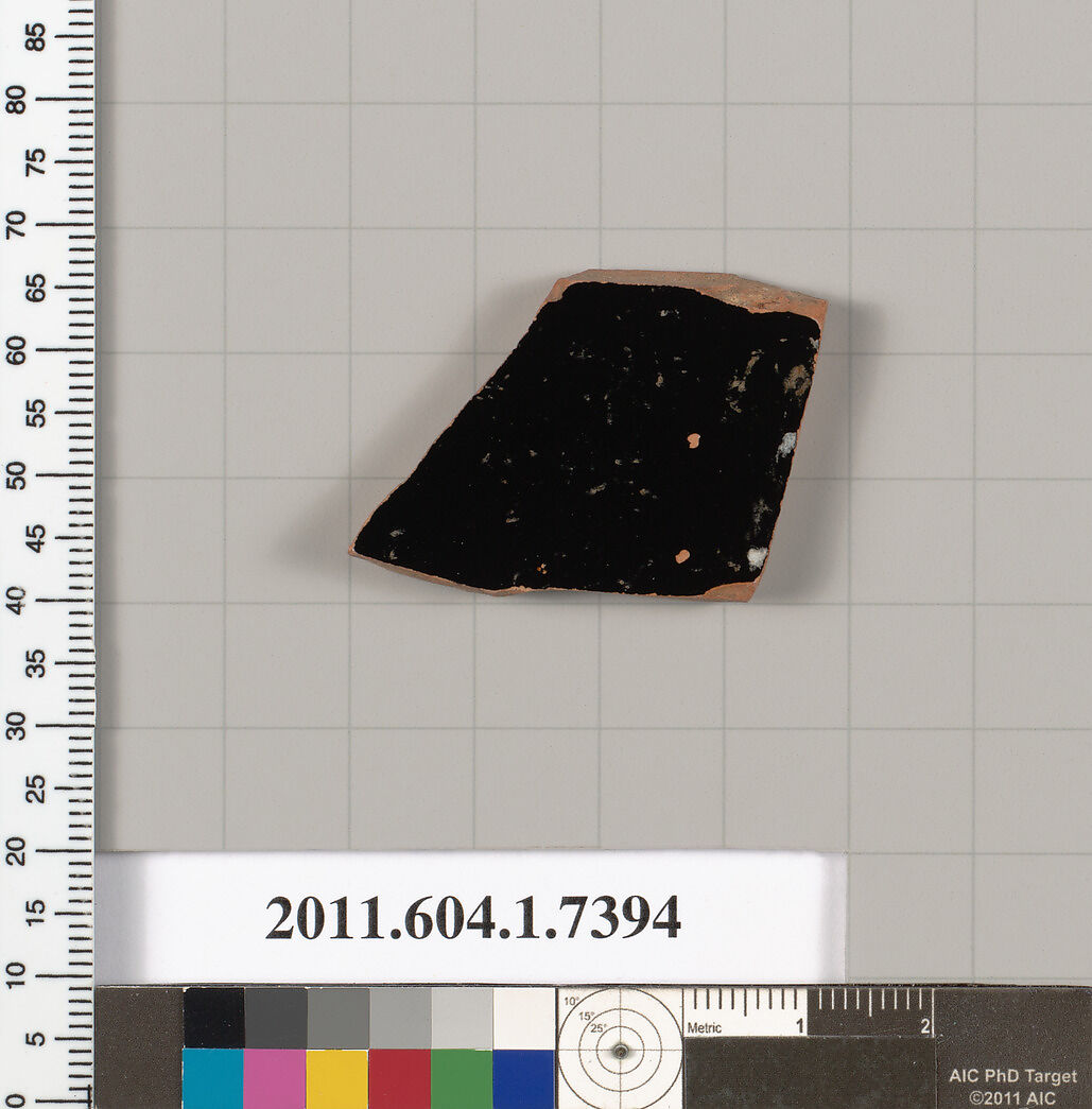 Terracotta fragment of a kylix (drinking cup), Terracotta, Greek, Attic