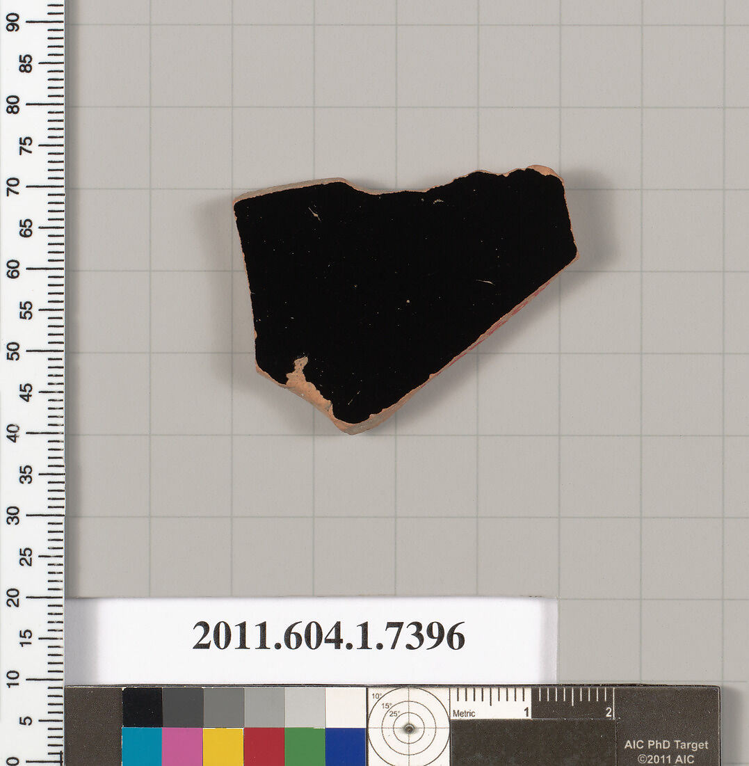Terracotta fragment of a kylix (drinking cup), Terracotta, Greek, Attic