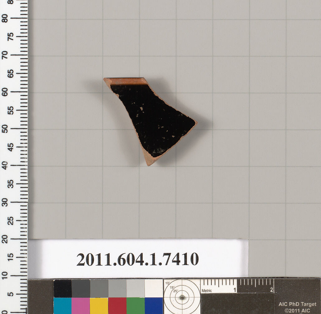 Terracotta rim fragment of a kylix (drinking cup), Terracotta, Greek, Attic