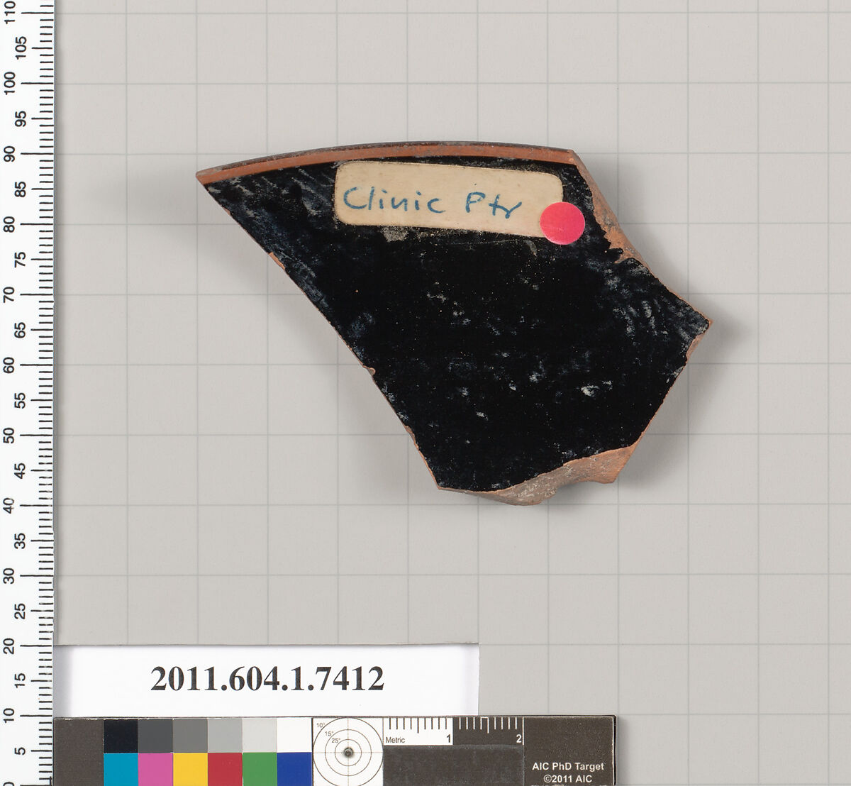 Terracotta rim fragment of a kylix (drinking cup), Attributed to the Clinic Painter [DvB], Terracotta, Greek, Attic
