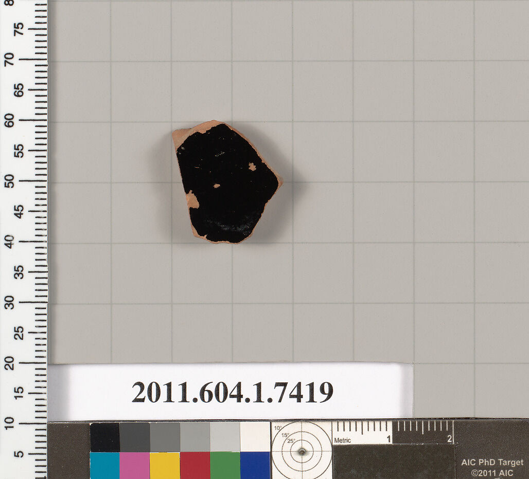 Terracotta fragment of a kylix (drinking cup), Terracotta, Greek, Attic