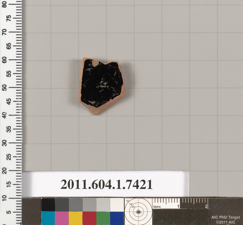 Terracotta fragment of a kylix (drinking cup), Terracotta, Greek, Attic