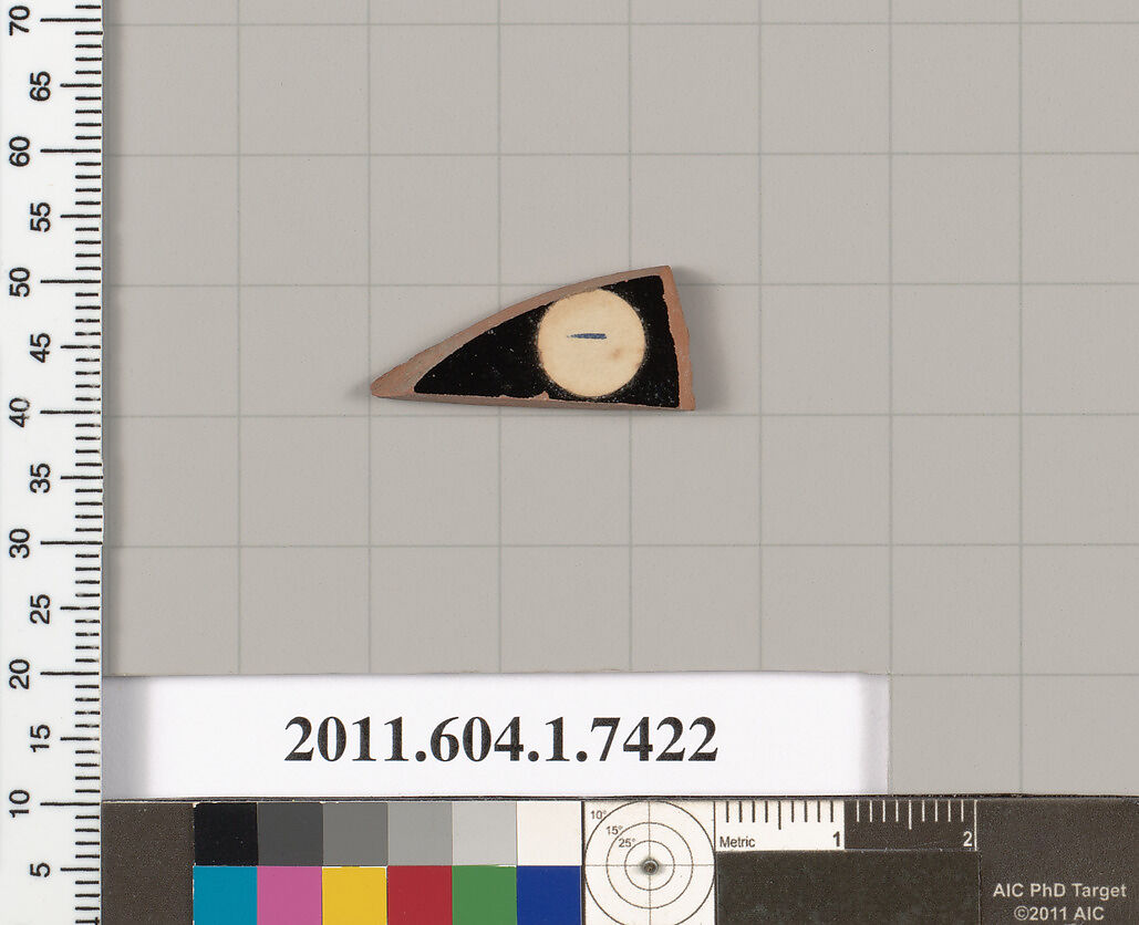 Terracotta fragment of a kylix (drinking cup), Terracotta, Greek, Attic