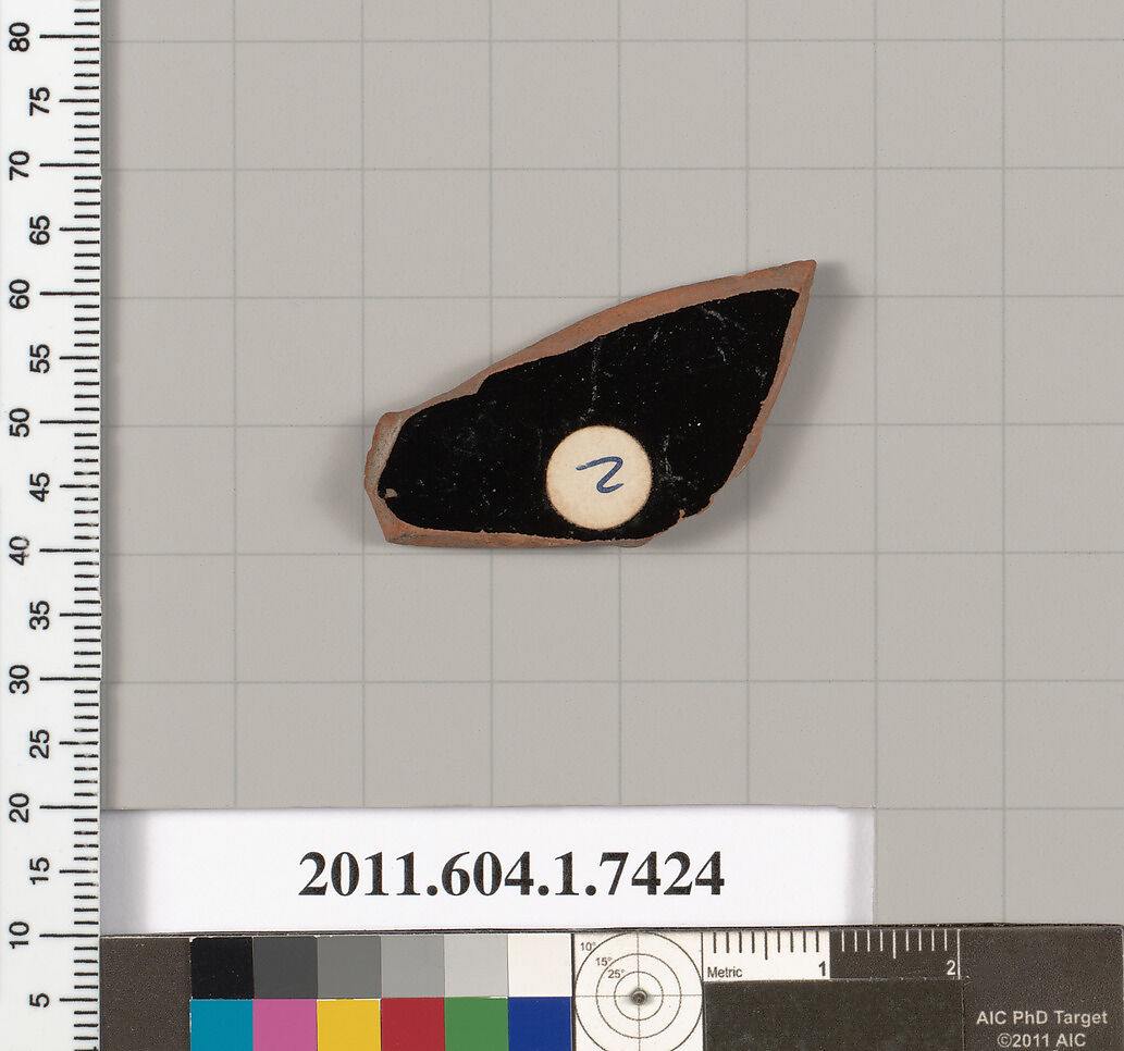 Terracotta fragment of a kylix (drinking cup), Terracotta, Greek, Attic
