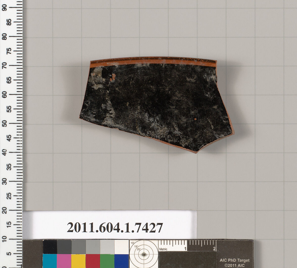 Terracotta rim fragment of a kylix (drinking cup), Terracotta, Greek, Attic