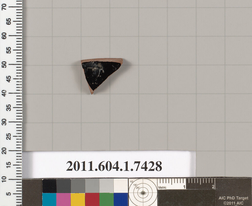 Terracotta fragment of a kylix (drinking cup), Terracotta, Greek, Attic