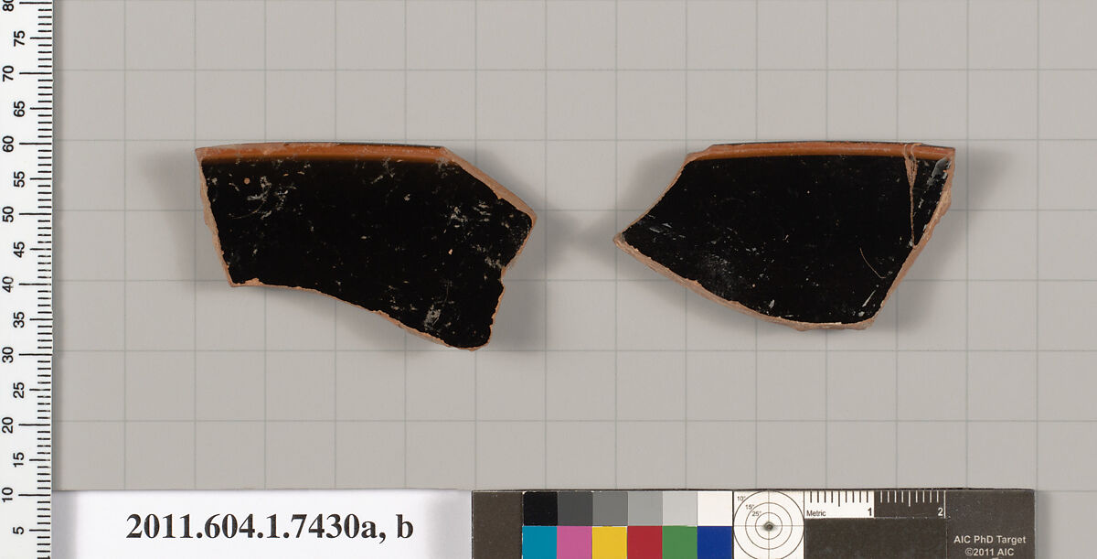 Terracotta rim fragments of kylikes (drinking cups), Terracotta, Greek, Attic