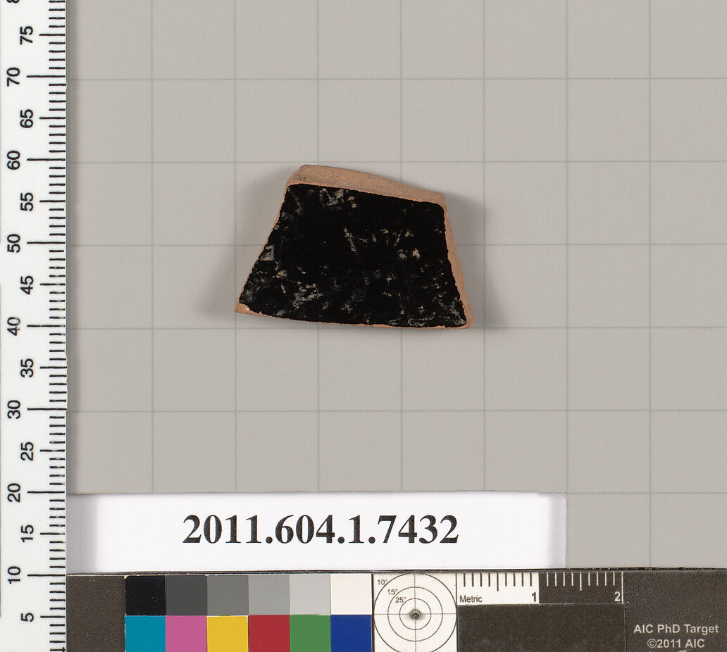 Terracotta fragment of a kylix (drinking cup), Terracotta, Greek, Attic