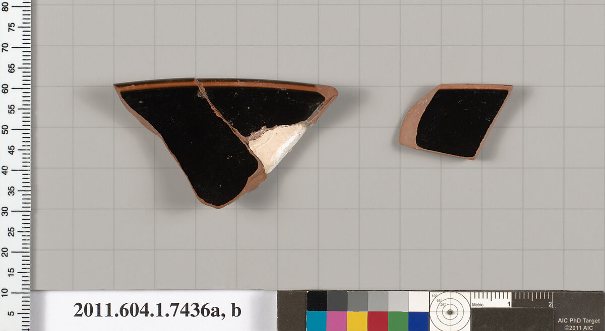 Terracotta rim fragments of kylikes (drinking cups), Terracotta, Greek, Attic