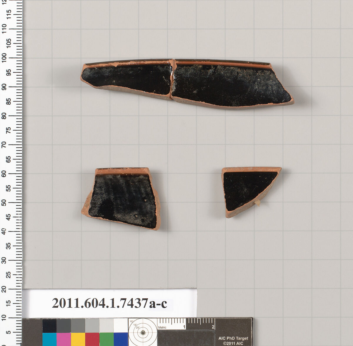 Terracotta rim fragments of kylikes (drinking cups), Terracotta, Greek, Attic
