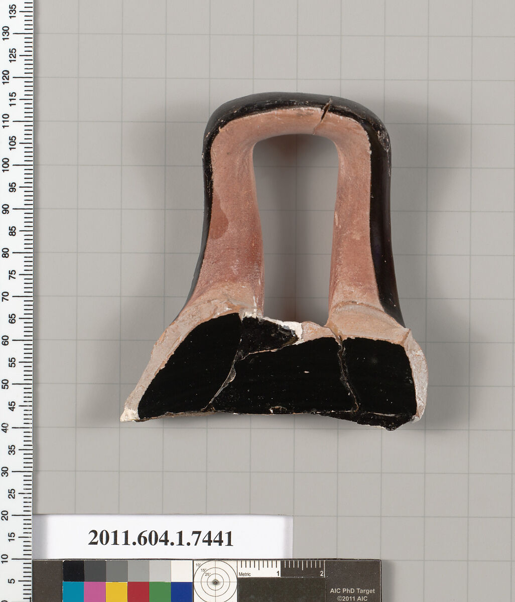 Terracotta fragment of a kylix (drinking cup), Terracotta, Greek, Attic