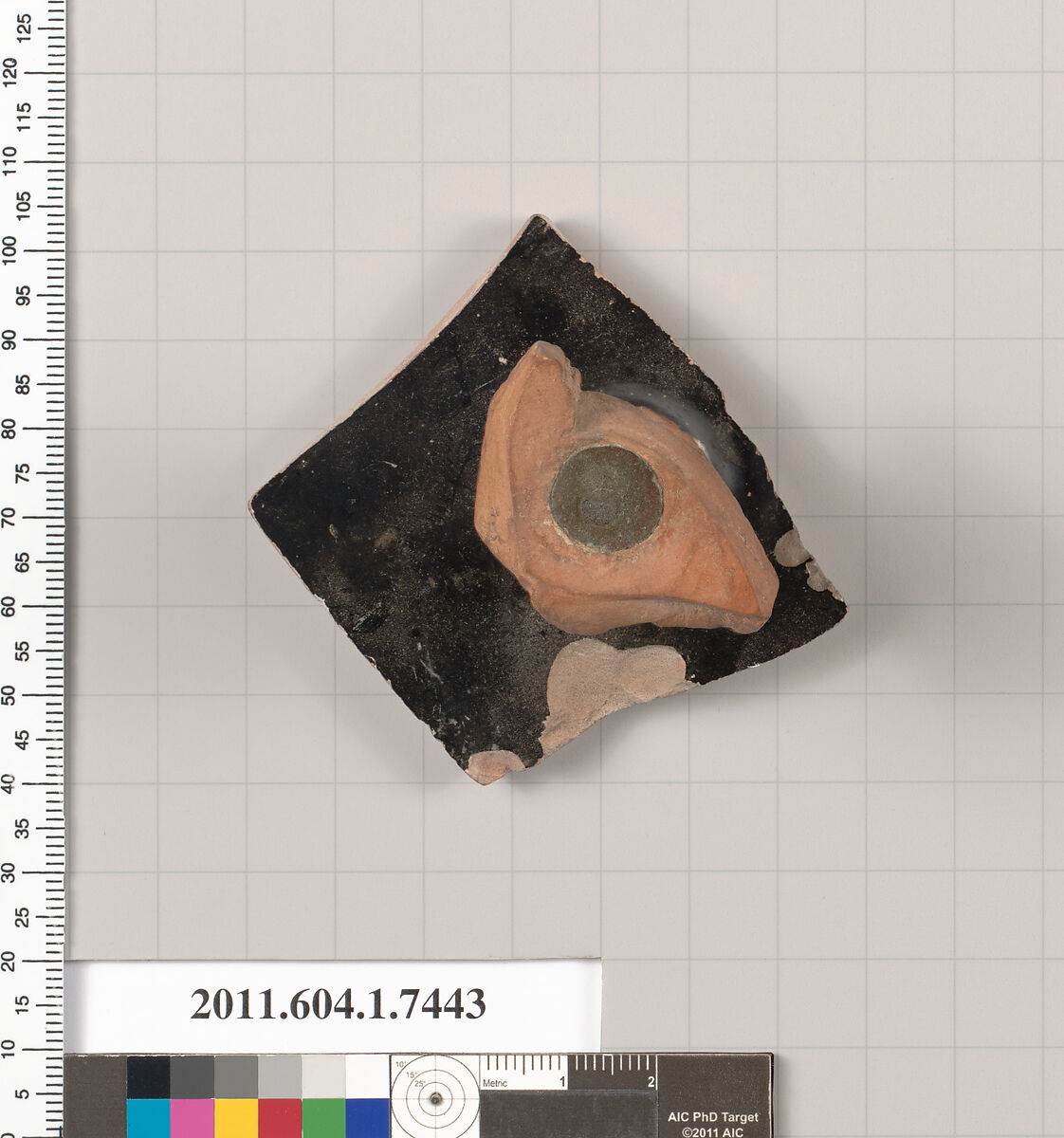 Terracotta fragment of a kylix (drinking cup), Terracotta, Greek, Attic