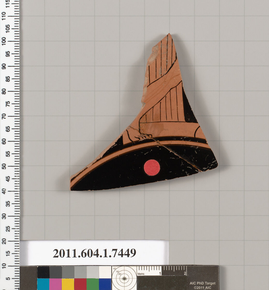 Terracotta fragment of a kylix (drinking cup), Attributed to the Antiphon Painter [DvB], Terracotta, Greek, Attic