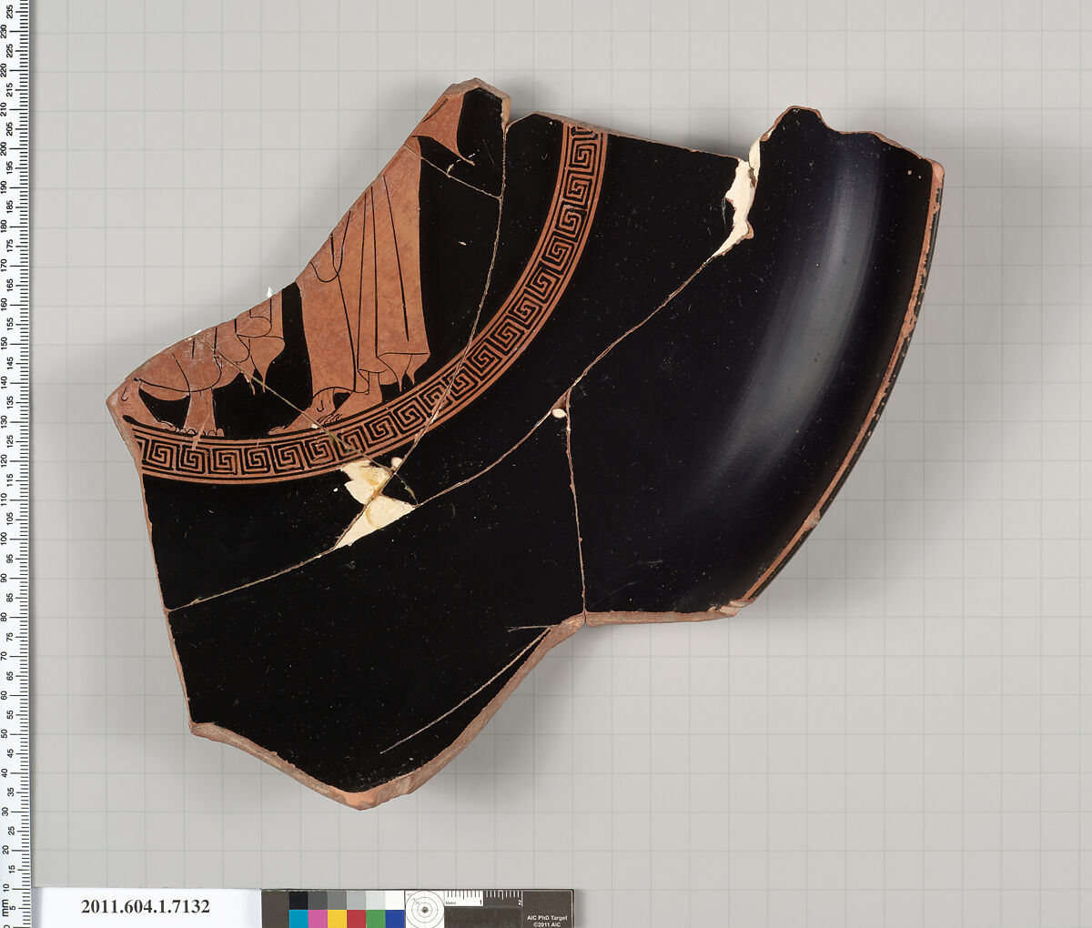 Terracotta fragment of a kylix (drinking cup), Attributed to Makron [DvB], Terracotta, Greek, Attic 