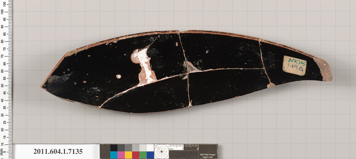 Terracotta rim fragment of a kylix (drinking cup), Attributed to Makron [DvB], Terracotta, Greek, Attic