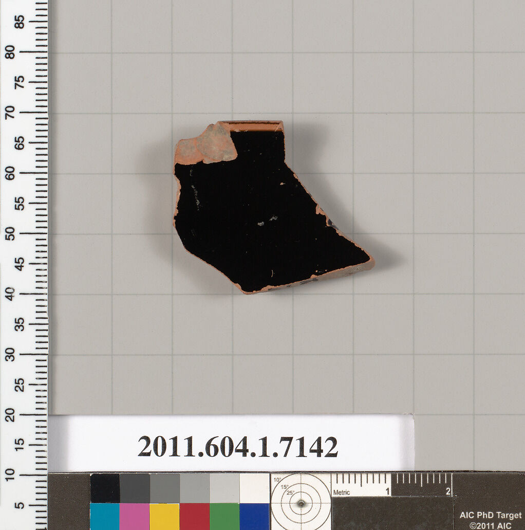 Terracotta rim fragment of a kylix (drinking cup), Attributed to Makron [DvB], Terracotta, Greek, Attic