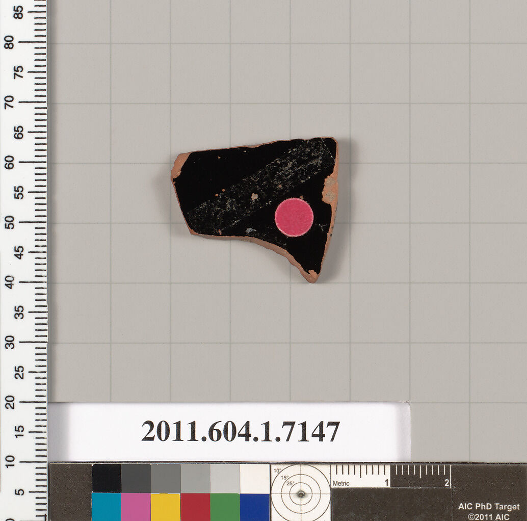 Terracotta fragment of a kylix (drinking cup), Attributed to Makron [DvB], Terracotta, Greek, Attic