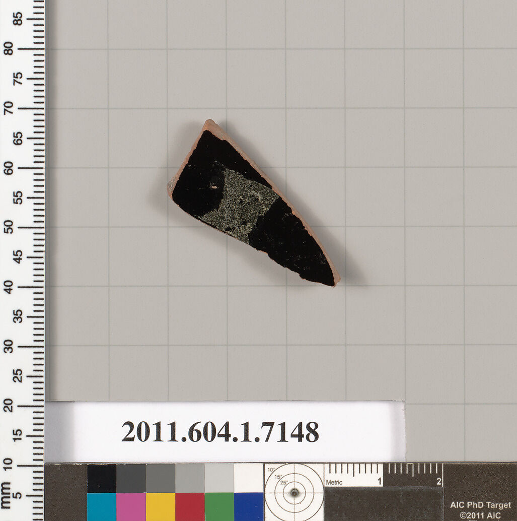 Terracotta fragment of a kylix (drinking cup), Attributed to Makron [DvB], Terracotta, Greek, Attic