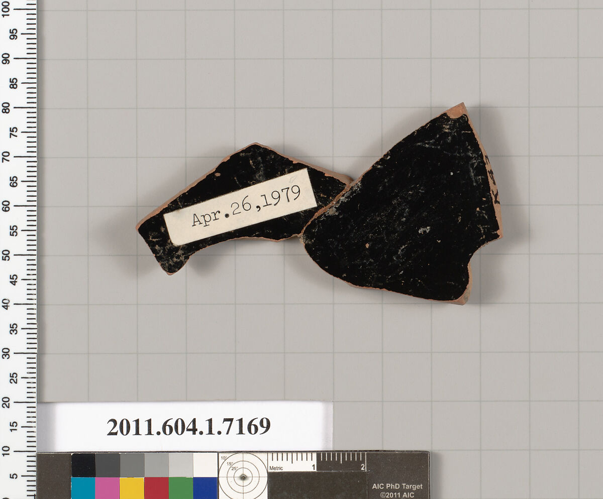 Terracotta fragment of a kylix (drinking cup), Attributed to Makron [DvB], Terracotta, Greek, Attic