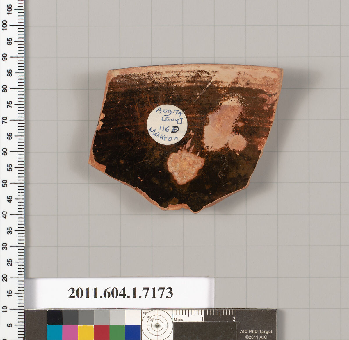 Terracotta rim fragment of a kylix (drinking cup), Attributed to Makron [Robert Guy], Terracotta, Greek, Attic