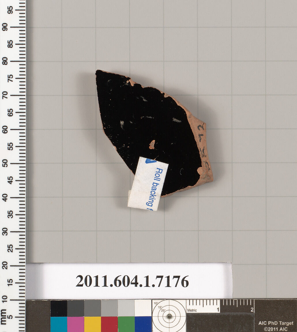 Terracotta fragment of a kylix (drinking cup), Attributed to Makron [DvB], Terracotta, Greek, Attic