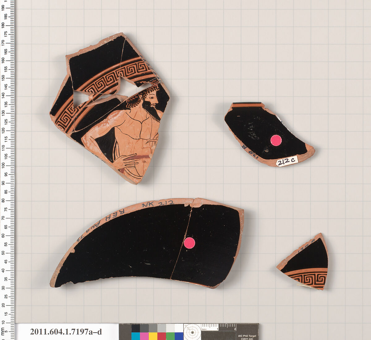 Terracotta fragments of a kylix (drinking cup), Attributed to Makron [DvB], Terracotta, Greek, Attic 