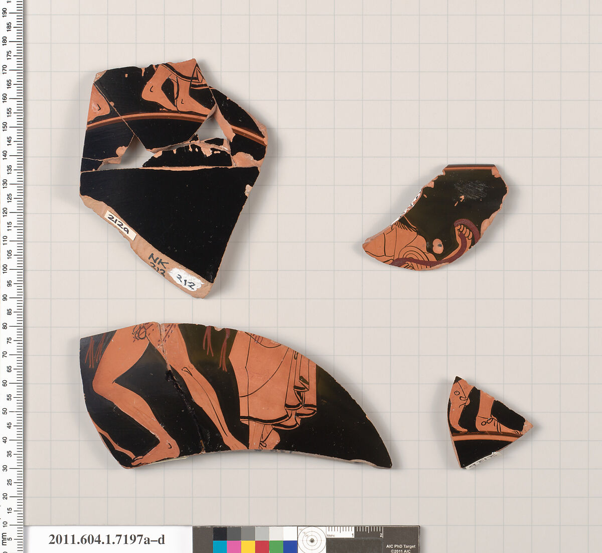 Terracotta fragments of a kylix (drinking cup), Attributed to Makron [DvB], Terracotta, Greek, Attic