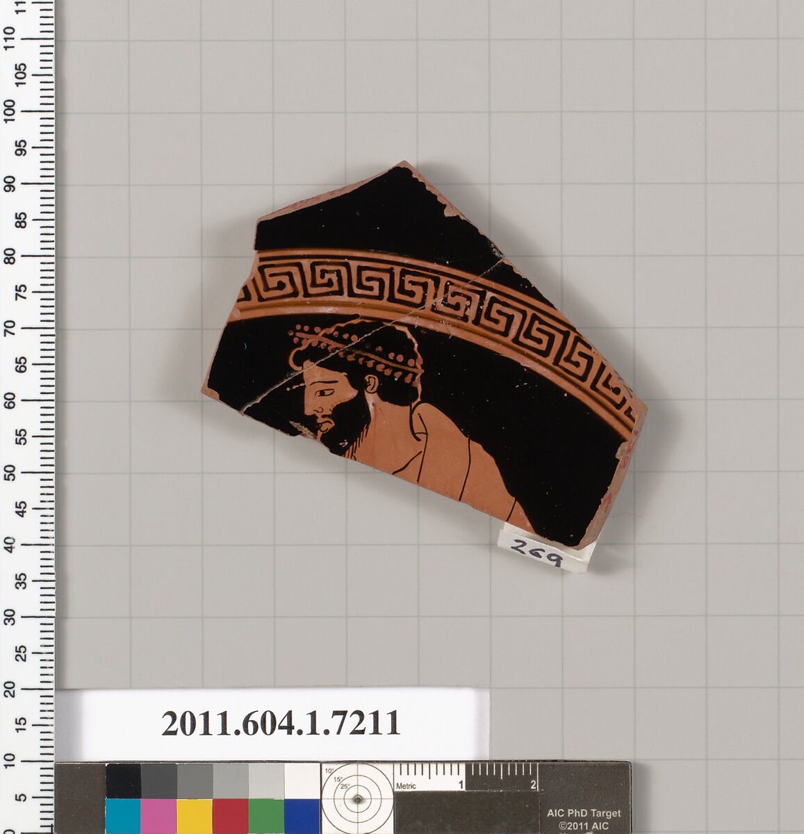 Terracotta fragment of a kylix (drinking cup), Attributed to Makron [DvB], Terracotta, Greek, Attic 