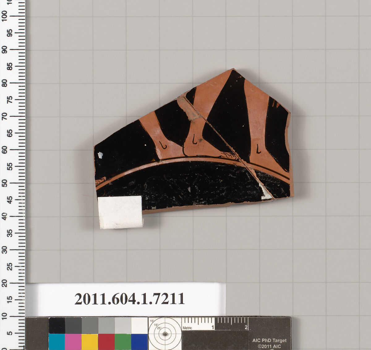 Terracotta fragment of a kylix (drinking cup), Attributed to Makron [DvB], Terracotta, Greek, Attic