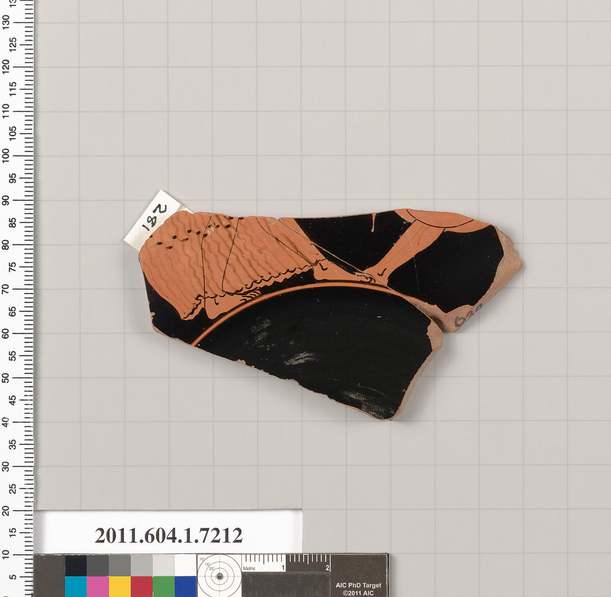 Terracotta fragment of a kylix (drinking cup), Attributed to Makron [DvB], Terracotta, Greek, Attic