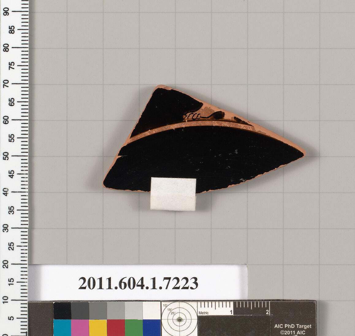 Terracotta fragment of a kylix (drinking cup), Attributed to Makron [DvB], Terracotta, Greek, Attic