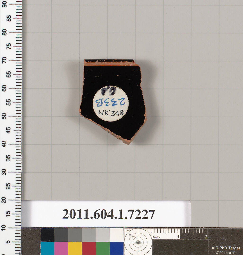 Terracotta rim fragment of a kylix (drinking cup), Attributed to Makron [DvB], Terracotta, Greek, Attic